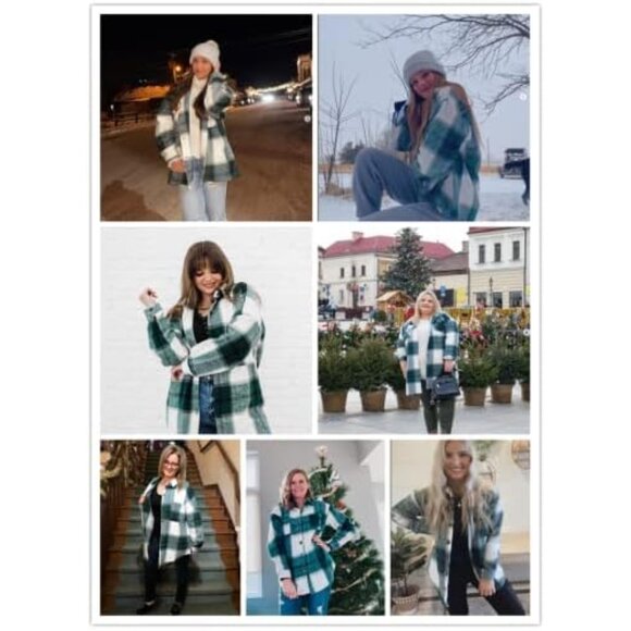 Women's Flannel Plaid Shirt Long Sleeve Boyfriend Style Oversized Shacket - Picture 5 of 5